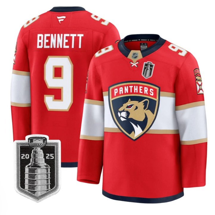 Custom Sam Bennett Jersey #9 Florida Panthers 2025 Stanley Cup Final Stitched Red