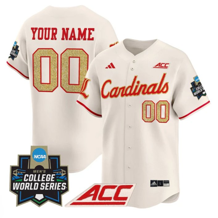 Custom Custom Louisville Cardinals Jersey 2025 World Series Stitched Cream