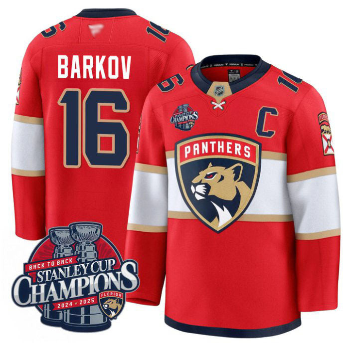 Custom Aleksander Barkov Jersey 16 Florida Panthers 2025 Stanley Cup Back To Back Red