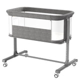 AILEEKISS Bedside Bassinet for Newborn, 6 Height Adjustable Baby Bassinet with Wheels, Grey