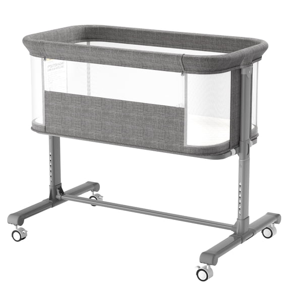 AILEEKISS Bedside Bassinet for Newborn, 6 Height Adjustable Baby Bassinet with Wheels, Grey