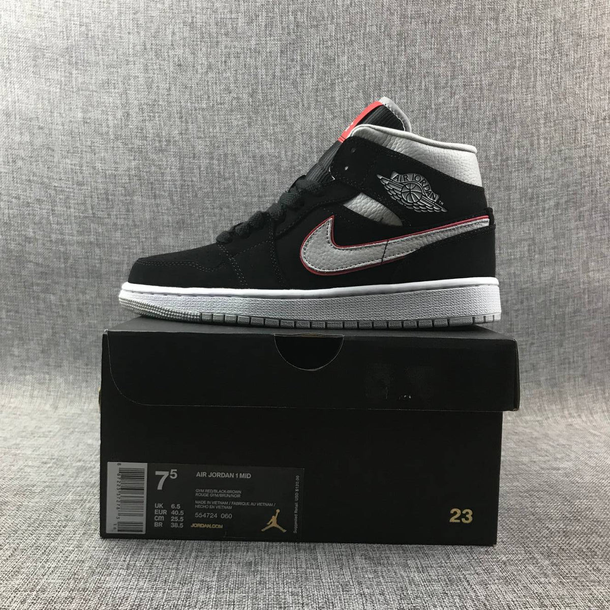 Air Jordan 1 Mid Black White With Orange Swooh AJ1 Classic
