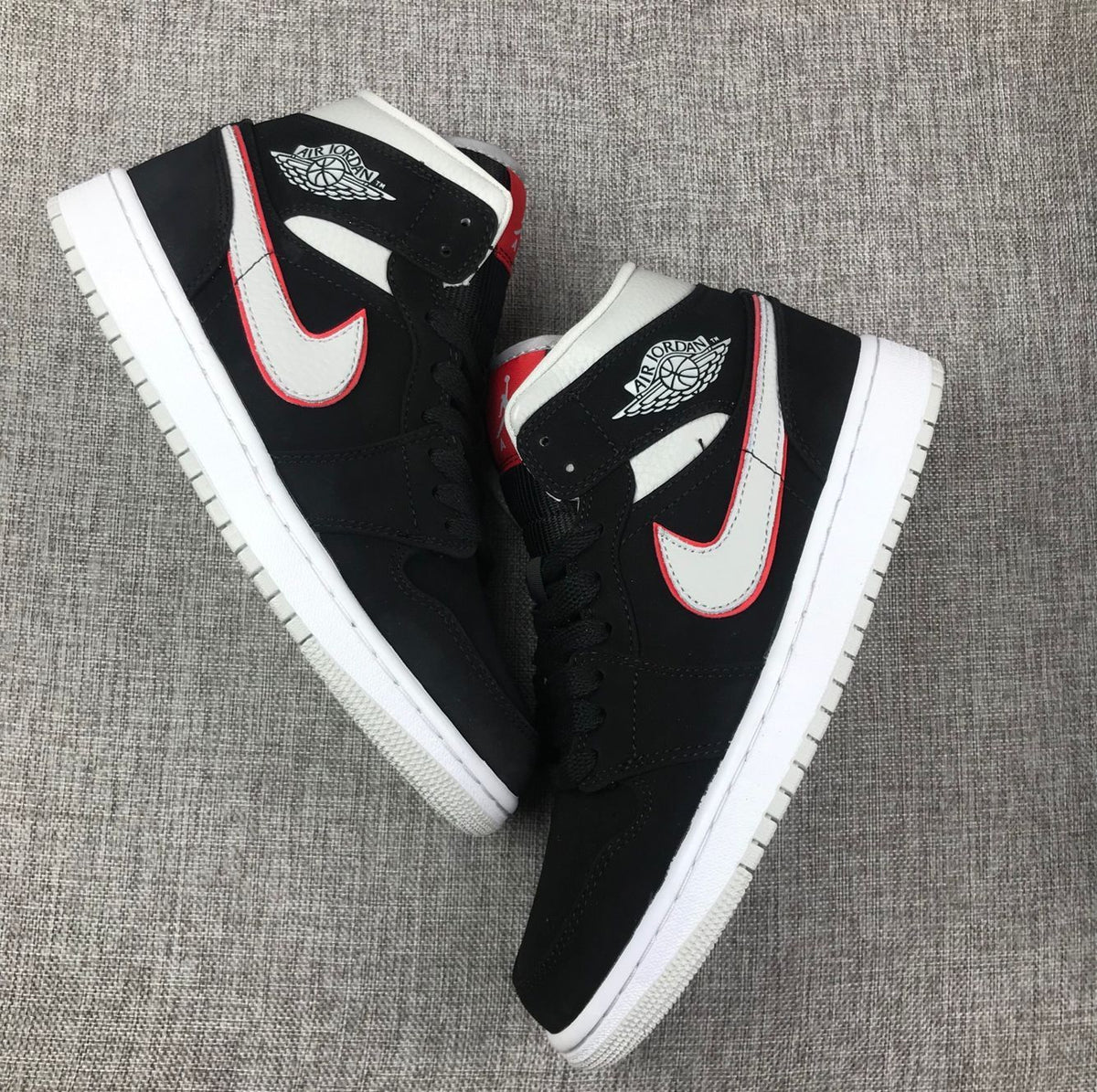 Air Jordan 1 Mid Black White With Orange Swooh AJ1 Classic