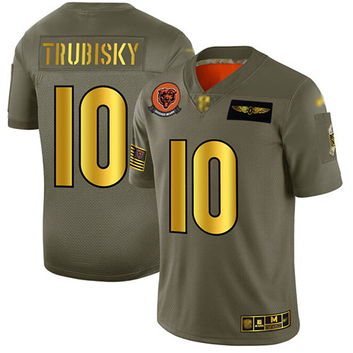 Custom Bears #10 Mitchell Trubisky Camo Gold Men’s Stitched Football Limited 2019 Salute To Service Jersey