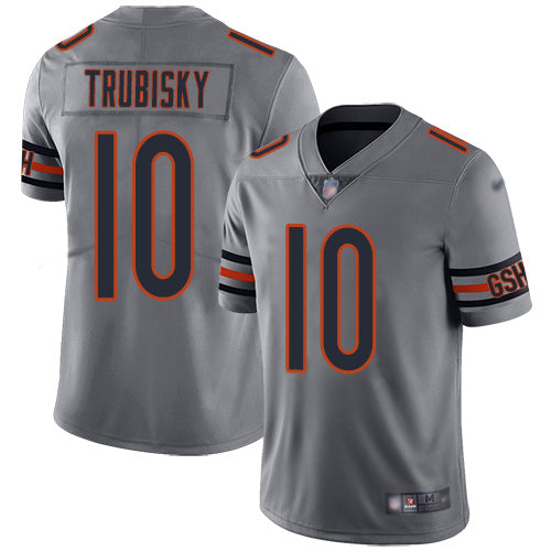 Custom Bears #10 Mitchell Trubisky Silver Youth Stitched Football Limited Inverted Legend Jersey