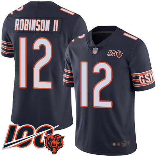 Custom Bears #12 Allen Robinson II Navy Blue Team Color Men’s Stitched Football 100th Season Vapor Limited Jersey