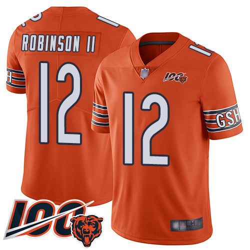 Custom Bears #12 Allen Robinson II Orange Men’s Stitched Football Limited Rush 100th Season Jersey