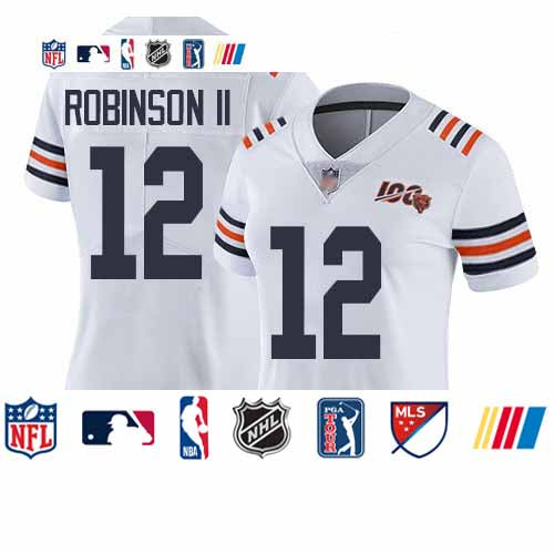 Custom Bears #12 Allen Robinson II White Alternate Women’s Stitched Football Vapor Untouchable Limited 100th Season Jersey
