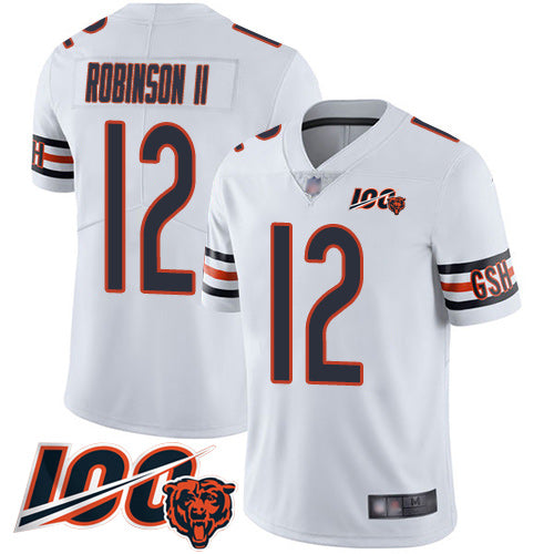 Custom Bears #12 Allen Robinson II White Men’s Stitched Football 100th Season Vapor Limited Jersey