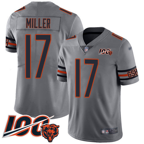 Custom Bears #17 Anthony Miller Silver Men’s Stitched Football Limited Inverted Legend 100th Season Jersey