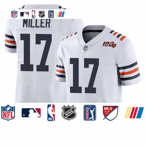 Custom Bears #17 Anthony Miller White Alternate Youth Stitched Football Vapor Untouchable Limited 100th Season Jersey
