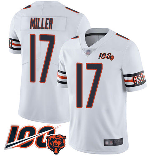 Custom Bears #17 Anthony Miller White Men’s Stitched Football 100th Season Vapor Limited Jersey