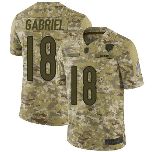 Custom Bears #18 Taylor Gabriel Camo Men’s Stitched Football Limited 2018 Salute To Service Jersey
