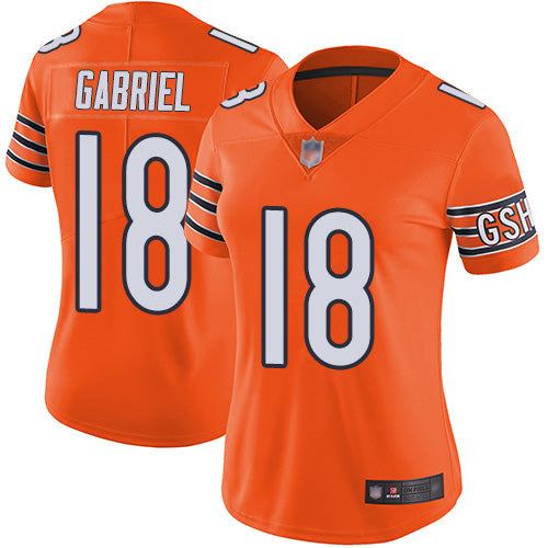 Custom Bears #18 Taylor Gabriel Orange Women’s Stitched Football Limited Rush Jersey