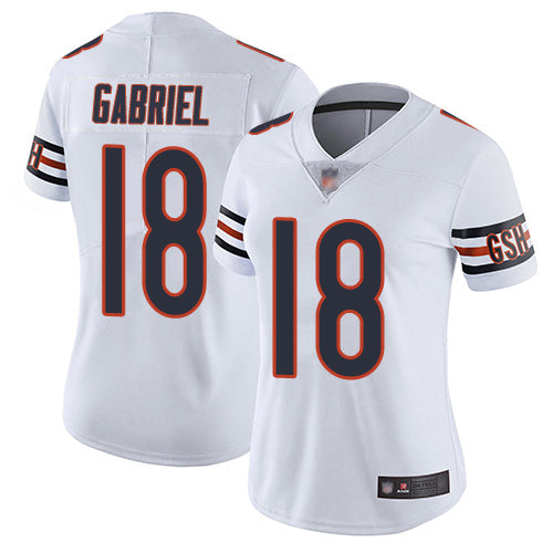Custom Bears #18 Taylor Gabriel White Women’s Stitched Football Vapor Untouchable Limited Jersey