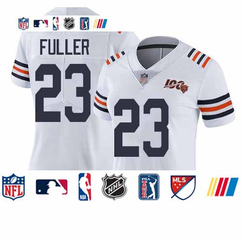 Custom Bears #23 Kyle Fuller White Alternate Women’s Stitched Football Vapor Untouchable Limited 100th Season Jersey