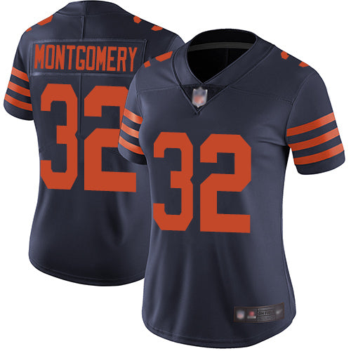 Custom Bears #32 David Montgomery Navy Blue Alternate Women’s Stitched Football Vapor Untouchable Limited Jersey
