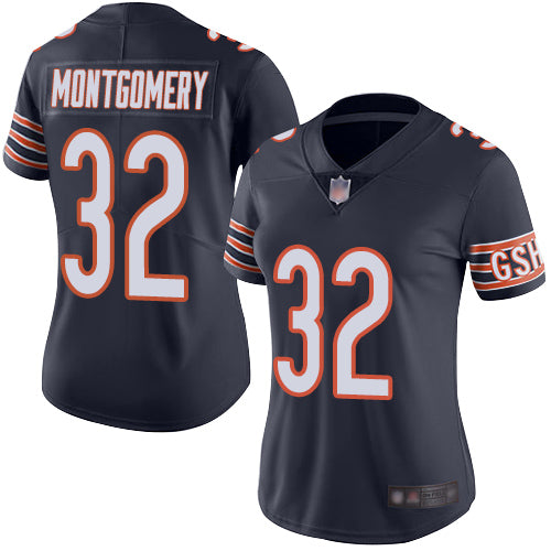 Custom Bears #32 David Montgomery Navy Blue Team Color Women’s Stitched Football Vapor Untouchable Limited Jersey