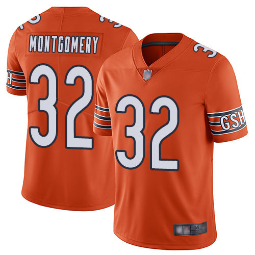Custom Bears #32 David Montgomery Orange Men’s Stitched Football Limited Rush Jersey