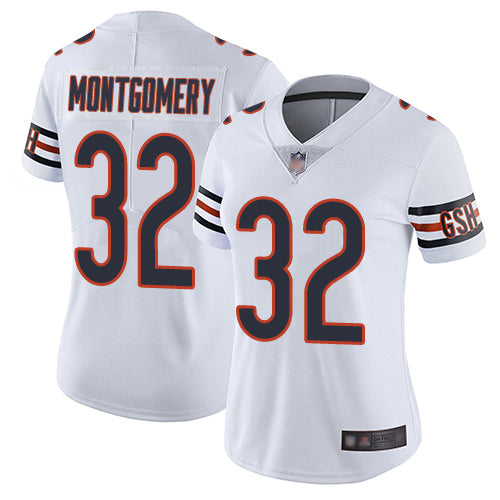 Custom Bears #32 David Montgomery White Women’s Stitched Football Vapor Untouchable Limited Jersey