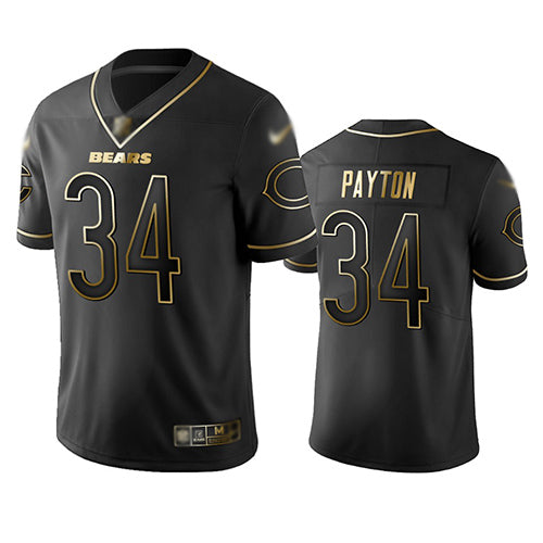 Custom Bears #34 Walter Payton Black Men’s Stitched Football Limited Golden Edition Jersey