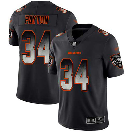 Custom Bears #34 Walter Payton Black Men’s Stitched Football Vapor Untouchable Limited Smoke Fashion Jersey