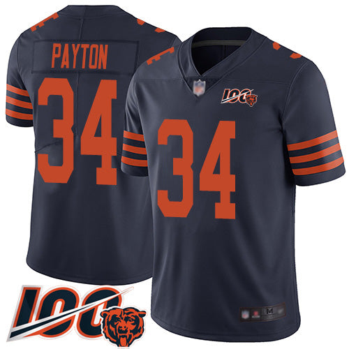 Custom Bears #34 Walter Payton Navy Blue Alternate Men’s Stitched Football 100th Season Vapor Limited Jersey