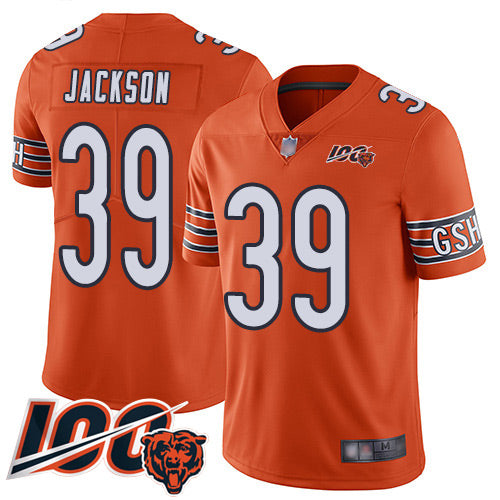 Custom Bears #39 Eddie Jackson Orange Men’s Stitched Football Limited Rush 100th Season Jersey