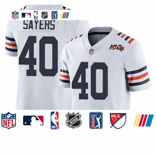 Custom Bears #40 Gale Sayers White Alternate Men’s Stitched Football Vapor Untouchable Limited 100th Season Jersey