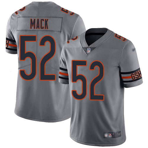 Custom Bears #52 Khalil Mack Silver Youth Stitched Football Limited Inverted Legend Jersey