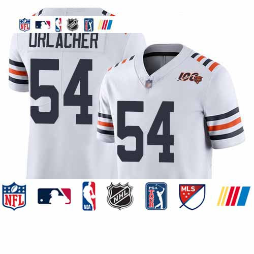 Custom Bears #54 Brian Urlacher White Alternate Men’s Stitched Football Vapor Untouchable Limited 100th Season Jersey