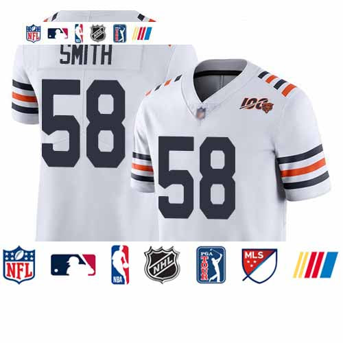 Custom Bears #58 Roquan Smith White Alternate Youth Stitched Football Vapor Untouchable Limited 100th Season Jersey