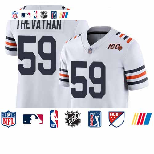 Custom Bears #59 Danny Trevathan White Alternate Men’s Stitched Football Vapor Untouchable Limited 100th Season Jersey