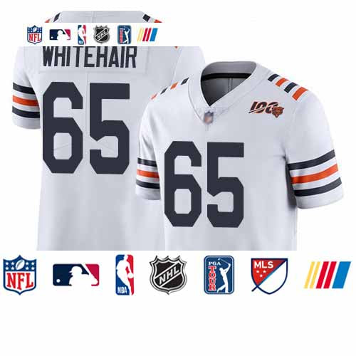 Custom Bears #65 Cody Whitehair White Alternate Men’s Stitched Football Vapor Untouchable Limited 100th Season Jersey