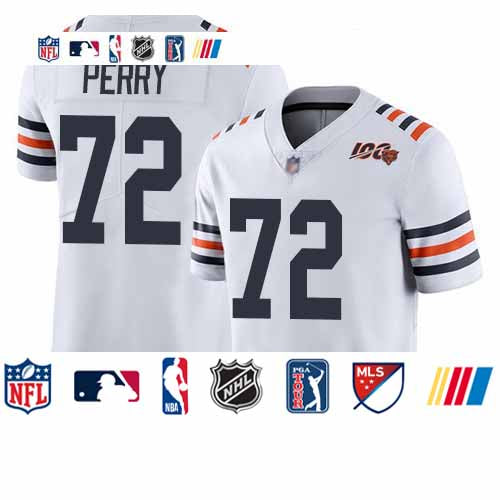 Custom Bears #72 William Perry White Alternate Men’s Stitched Football Vapor Untouchable Limited 100th Season Jersey