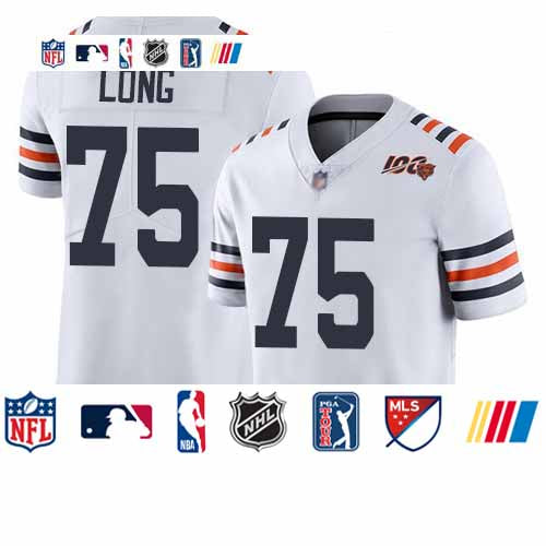 Custom Bears #75 Kyle Long White Alternate Men’s Stitched Football Vapor Untouchable Limited 100th Season Jersey