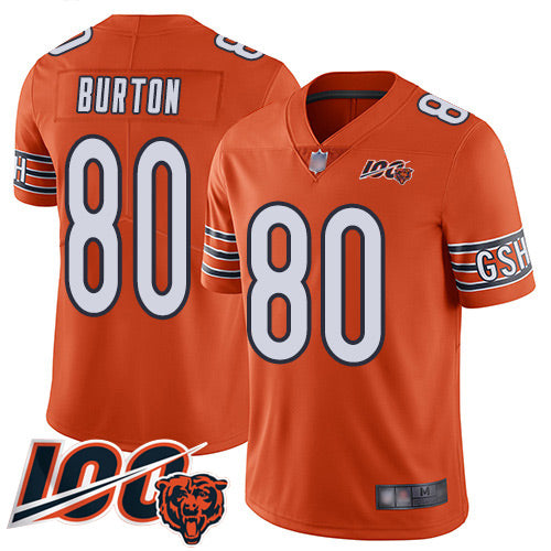 Custom Bears #80 Trey Burton Orange Men’s Stitched Football Limited Rush 100th Season Jersey