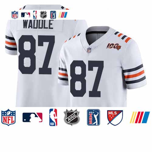 Custom Bears #87 Tom Waddle White Alternate Men’s Stitched Football Vapor Untouchable Limited 100th Season Jersey