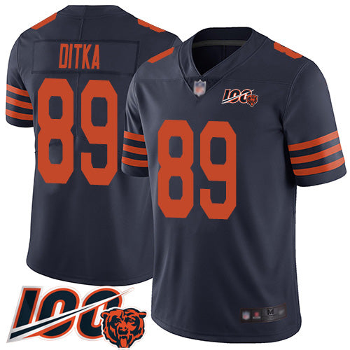 Custom Bears #89 Mike Ditka Navy Blue Alternate Men’s Stitched Football 100th Season Vapor Limited Jersey