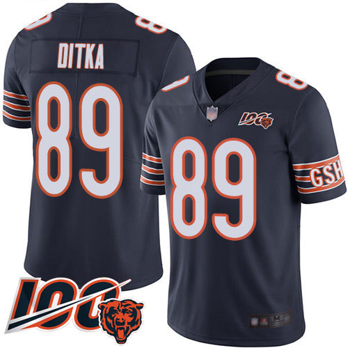 Custom Bears #89 Mike Ditka Navy Blue Team Color Men’s Stitched Football 100th Season Vapor Limited Jersey
