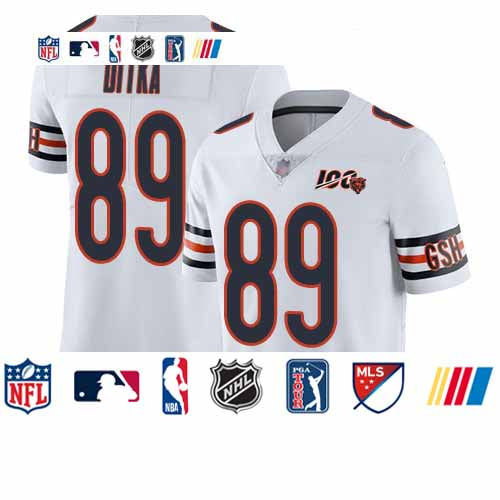 Custom Bears #89 Mike Ditka White Men’s Stitched Football 100th Season Vapor Limited Jersey
