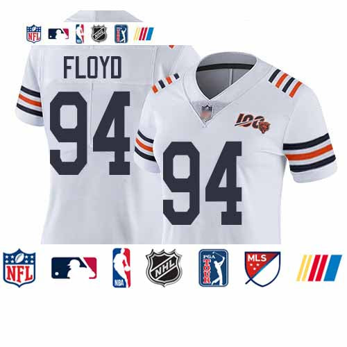 Custom Bears #94 Leonard Floyd White Alternate Women’s Stitched Football Vapor Untouchable Limited 100th Season Jersey