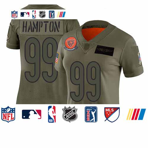 Custom Bears #99 Dan Hampton Camo Women’s Stitched Football Limited 2019 Salute to Service Jersey