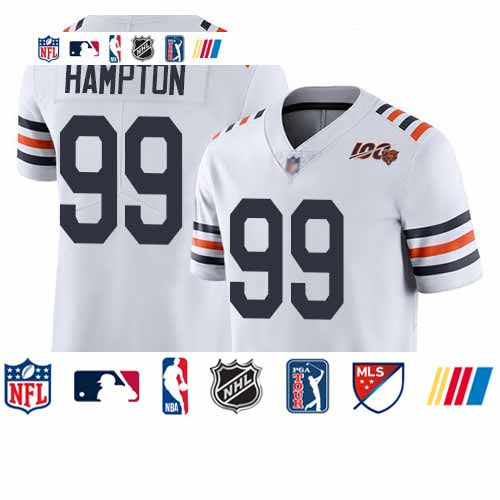 Custom Bears #99 Dan Hampton White Alternate Men’s Stitched Football Vapor Untouchable Limited 100th Season Jersey