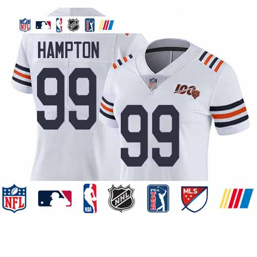 Custom Bears #99 Dan Hampton White Alternate Women’s Stitched Football Vapor Untouchable Limited 100th Season Jersey