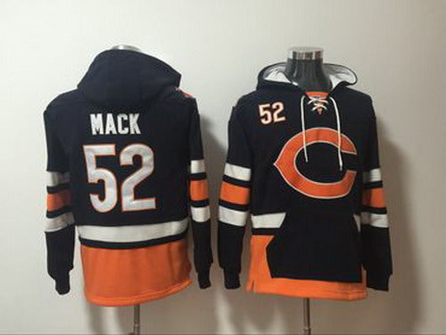 Custom Bears 52 Khalil Mack Navy All Stitched Hooded Sweatshirt