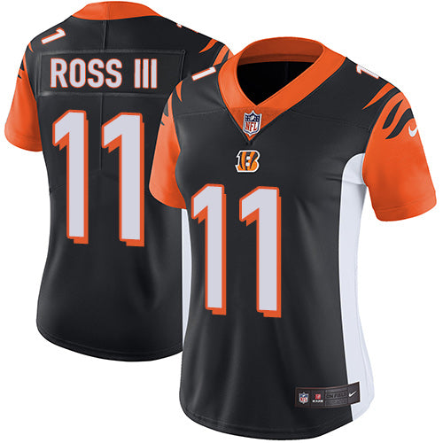 Custom Bengals #11 John Ross III Black Team Color Women’s Stitched Football Vapor Untouchable Limited Jersey
