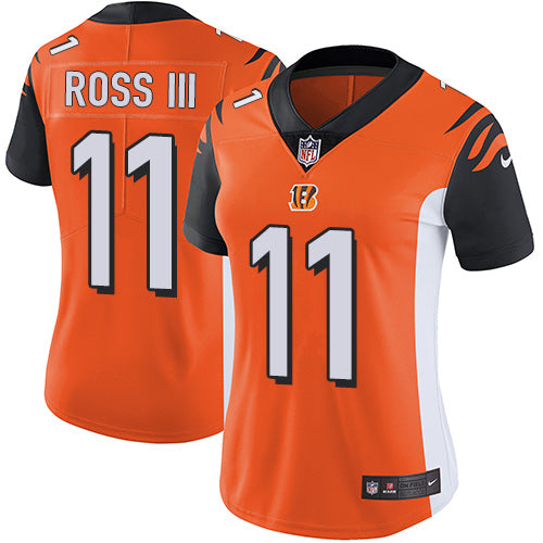 Custom Bengals #11 John Ross III Orange Alternate Women’s Stitched Football Vapor Untouchable Limited Jersey