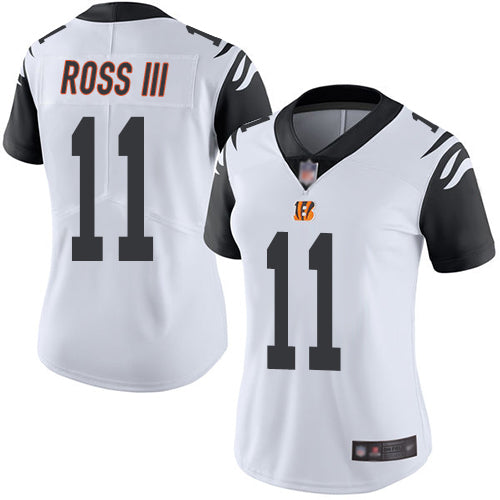 Custom Bengals #11 John Ross III White Women’s Stitched Football Limited Rush Jersey