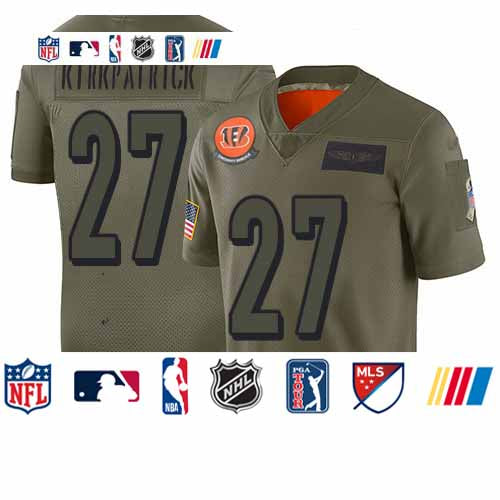 Custom Bengals #27 Dre Kirkpatrick Camo Men’s Stitched Football Limited 2019 Salute To Service Jersey